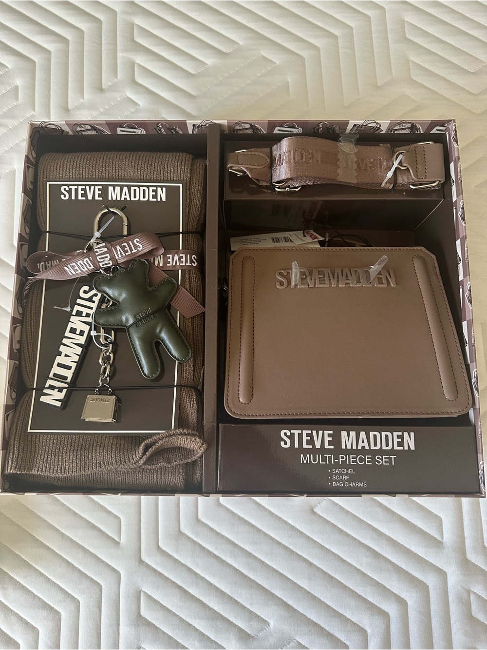 Steve Madden Brown Multi-Piece Messenger Set with Olive Charm